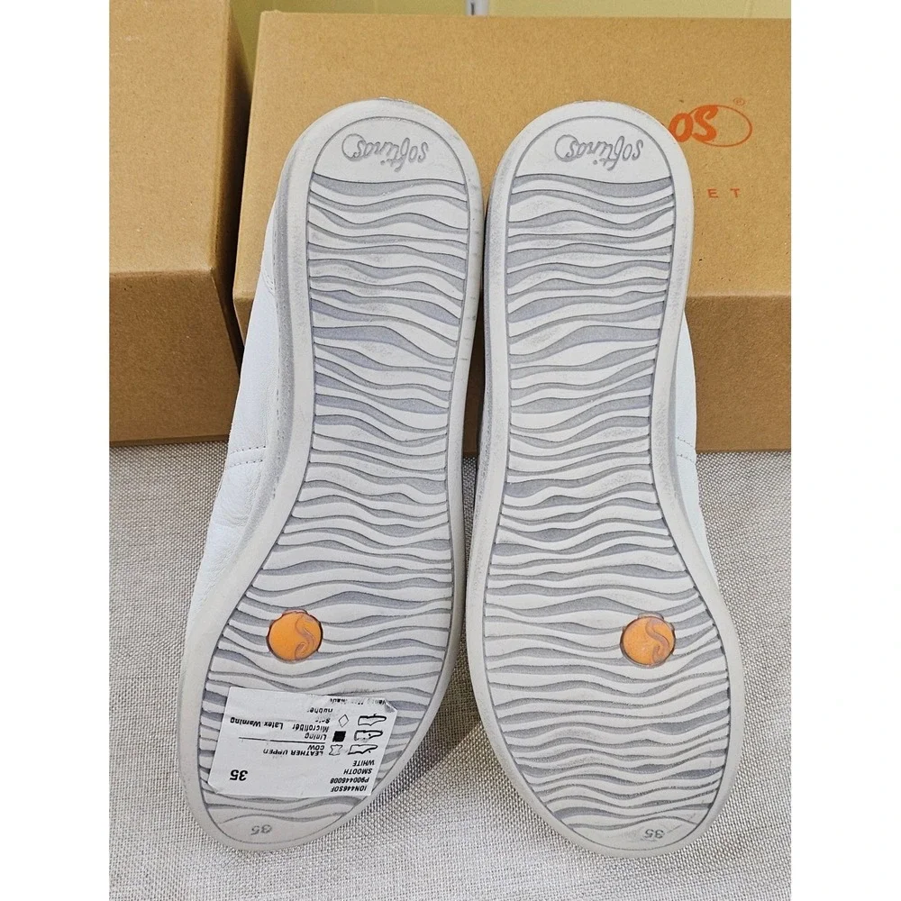Softinos by‎ Fly Smooth White Leather Slip On Ballet Flats Women's US 5 / EU 35